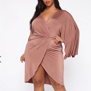 NWT FASHION NOVA RUSTY PINK MIDI DRESS